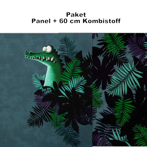 Paket - Panel + Kombistoff  - Jersey - Getaway - by Thorsten Berger - Krokodil - Dschungel